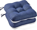 BETU Chair Cushions for Dining Chairs Set of 2,3.5" Thick Outdoor Indoor Chair Pads with Ties,Non Slip Backing and Covers, Seat Cushion for Kitchen Dining,Bar,Patio Furniture15.5"X15.5"X3.5",Navy Blue