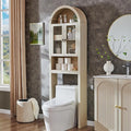 IFGET Arched Over The Toilet Storage Cabinet with Acrylic Doors, Modern Over Toilet Bathroom Organizer Shelf, Small Wooden Bathroom Storage Cabinet with Adjustable Shelf, Space Saver, Cream