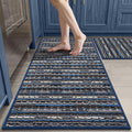 Kitchen Rugs Sets of 2-Non Slip Kitchen Mats for Floor-Thick Stain Resistant Vintage Kitchen Floor Mat Runner Carpet for Hallways Entryway Laundry Room Washable（Navy Blue 20"x47"+20"x32"）