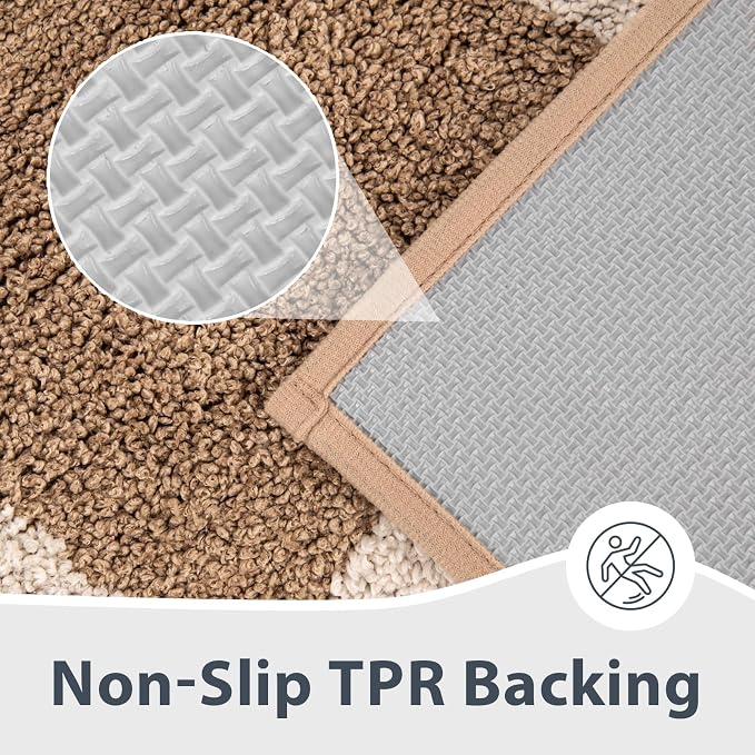 anllugs Bathroom Rugs 20" x 30", Non-Slip Extra Soft Absorbent Bath Rugs, Machine Washable Quick Dry Bath Mats for Bathroom Floor, Shower, Bathtub and Sink, Checkered Beige & Grayish Brown