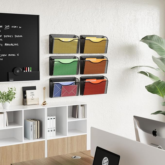 MINDEPOT Wall File Organizer,Hanging Wall Mounted File Folder Holder Mail Organizer for Office,Home and School Supplies