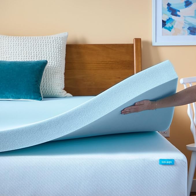 Linenspa Memory Foam Mattress Topper, California King Size - 4 Inch Gel Infused Memory Foam - Plush Feel - Cooling and Pressure Relieving - CertiPUR Certified
