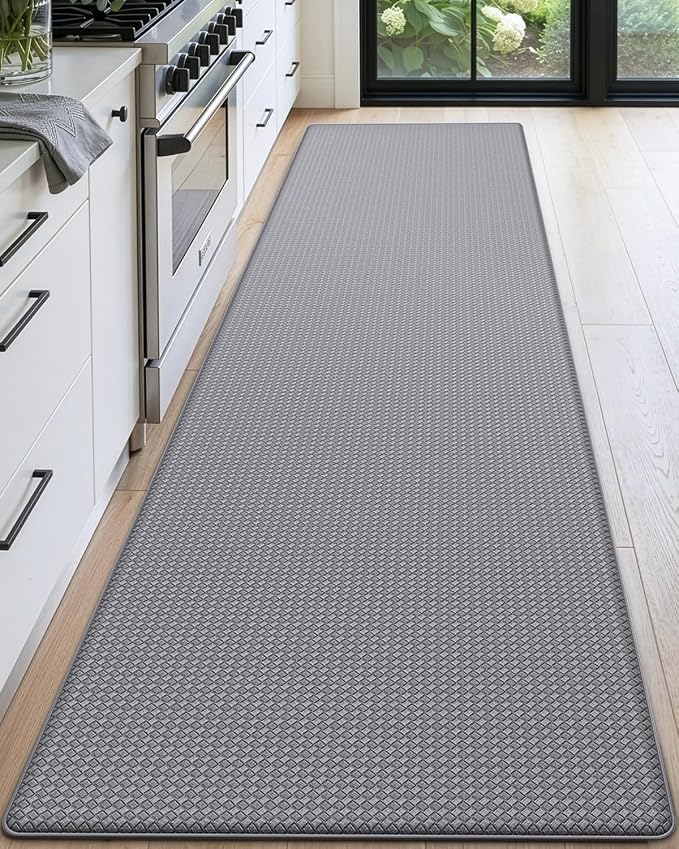 DEXI Kitchen Floor Mats Cushioned Anti Fatigue, 23x71, Large Wide Standing Runner Rug Waterproof, Comfort Memory Foam Padded for Front Sink Laundry, Grey