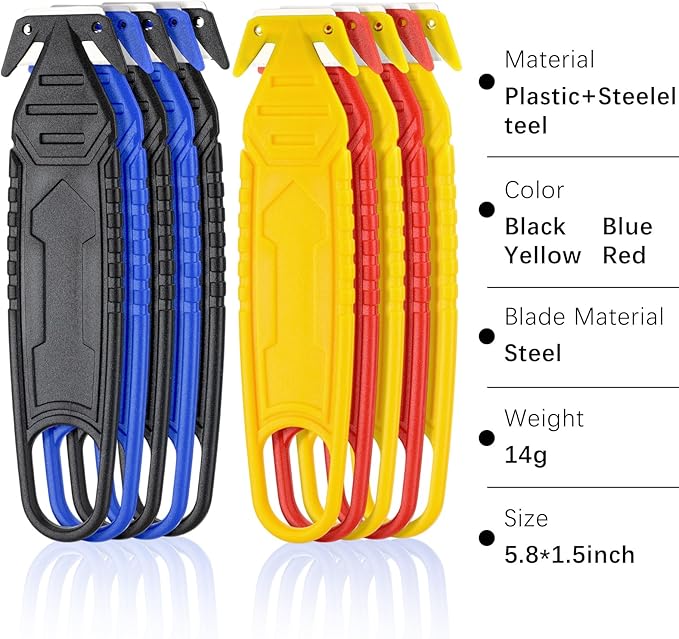 Therwen Safety Box Cutter Knife of Stainless Steel Concealed Blade Package Opener with Tape Splitter for Carton Cardboard Wrap Letter Work Bag Straps Film Utility Tool(Colorful,36 Pcs)