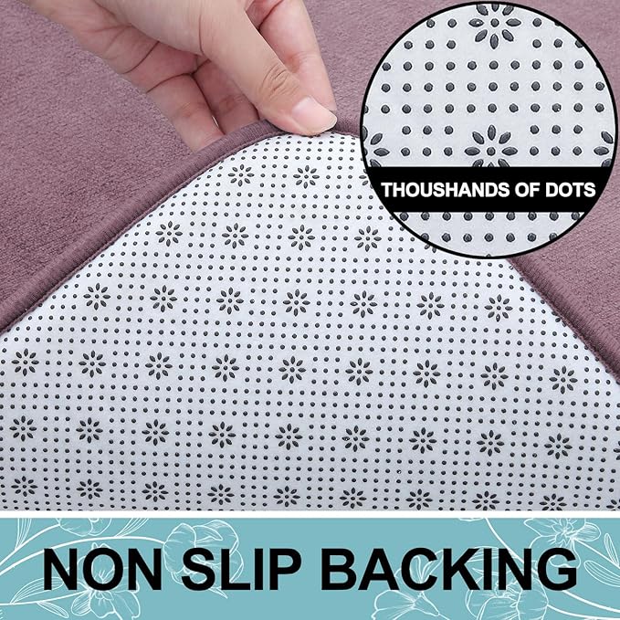 Smiry Memory Foam Bath Mat 36x24, Extra Soft and Absorbent Bathroom Mats, Non Slip Washable Carpet for Floor, Shower and Tub, Deep Plum