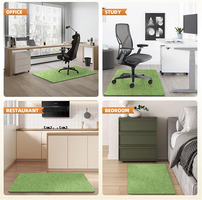 Office Chair Mat for Hardwood Floors 48"x36", Durable Non-Slip Large Tile Floor Protector, Anti-Scratch Thick Heavy-Duty Recyclable Gliding Desk Mats for Computer Rolling Chairs, Green