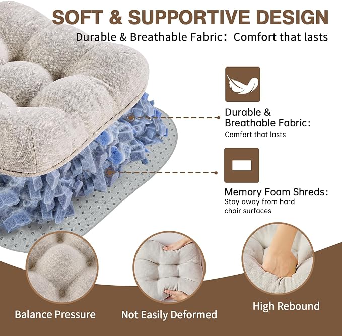 BETU Chair Cushions for Dining Chairs,3.5" Thick Kitchen Table Chair Pads with Ties,Non Slip Backing and Covers,Seat Cushion for Dining Room,Bar,Patio Chairs,20"X20"X3.5"