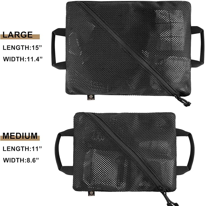 PETAC GEAR Tactical Storage Mesh Pouch Set,Insert Modular Utility Admin Pockets,Travel Organizer EDC Bag
