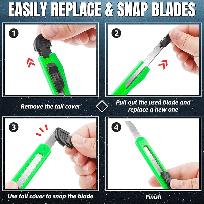 18 Pack Box Cutter, Utility Knife with 9MM Snap-Off Blade, Lightweight Razor Knife for Home, Office, Crafts, Box Cutter Knife Exacto Knife Perfect for Boxes, Carton, Cardboard