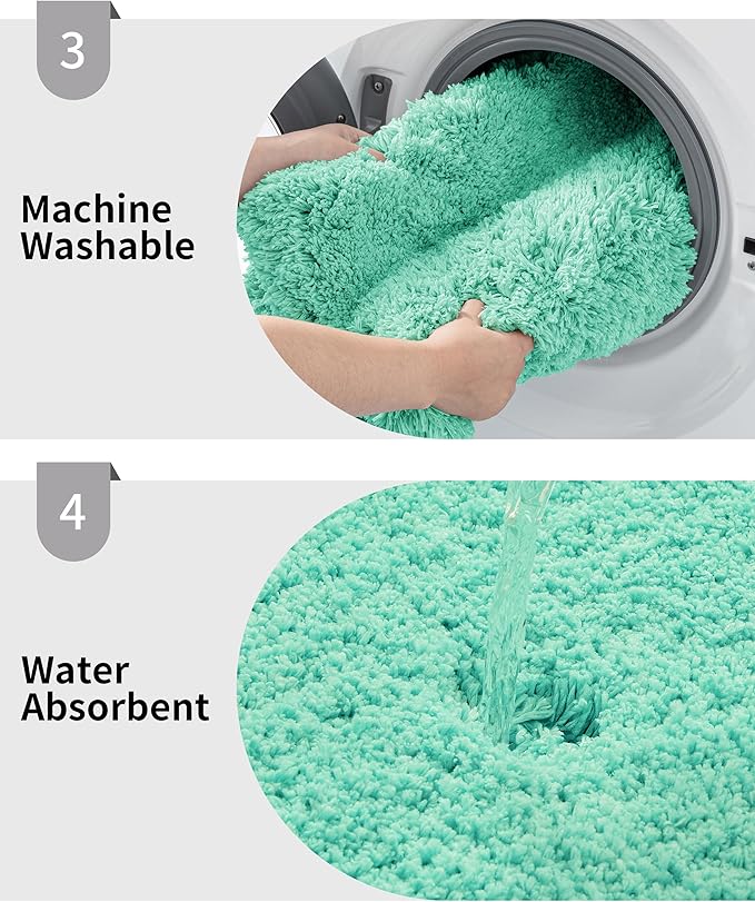 Disolla Mint Green Bathroom Rug 20x32 - Non-Slip Plush Thick Bath Mat, Highly Absorbent & Ultra Soft Fluffy Floor Mat, Machine Washable for Shower and Tub
