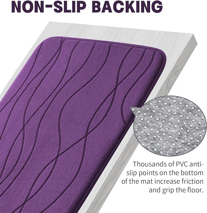 YIHOUSE Memory Foam Bathroom Rug Sets, Purple, 5 Piece | Ultra Soft, Absorbent, Non-Slip, Machine Washable