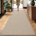 LUMI Ultra Thin Runner Rug for Hallway 2'x6', Non-Slip Entryway Rug with Rubber Backing, Unique Herringbone Design for Hallway, Entry, Kitchen, Patio, Beige