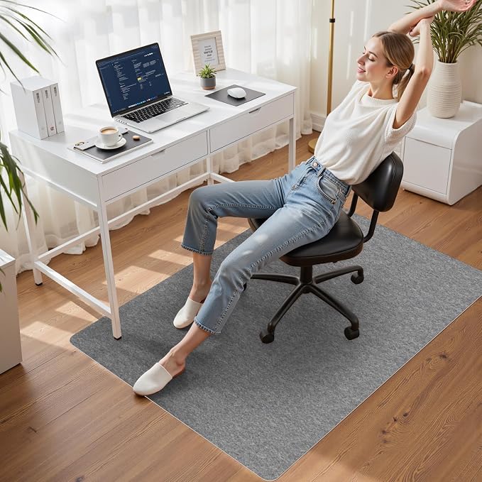Sycoodeal Office Chair Mat for Hardwood Floor,Slip Resistant Floor Mat for Office Computer Gaming Chair,Heavy Duty Floor Protector for Rolling Chairs,Easy to Clean,Grey(36"x48")