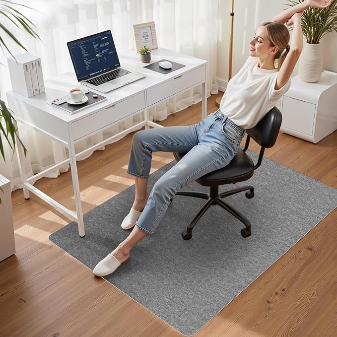 Sycoodeal Office Chair Mat for Hardwood Floor,Slip Resistant Floor Mat for Office Computer Gaming Chair,Heavy Duty Floor Protector for Rolling Chairs,Easy to Clean,Grey(40"x55")