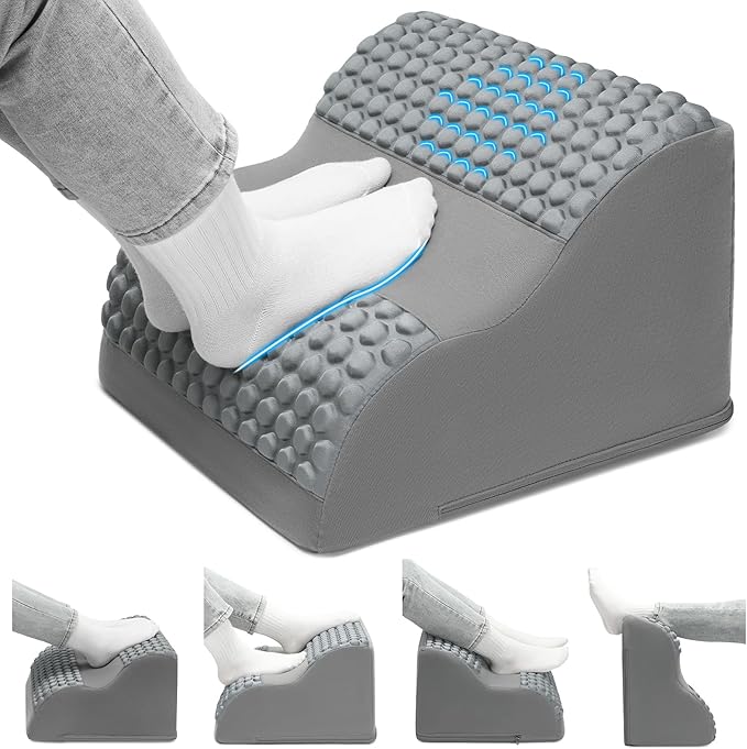 Foot Rest for Under Desk at Work, 3-Tier Foot Stool with Massage Dots and Thick High-Density Foam, Ergonomic Footrest with Washable Cover for Home and Office, Back, Legs & Hip Pain Relief, Grey