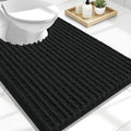 OLANLY Toilet Rugs U Shaped 24x20, Thick Soft and Absorbent Chenille Contour Bath Mat, Non-Slip Rubber Backing, Machine Washable Quick Dry Toilet Mat, Home Decor Accessories, Black