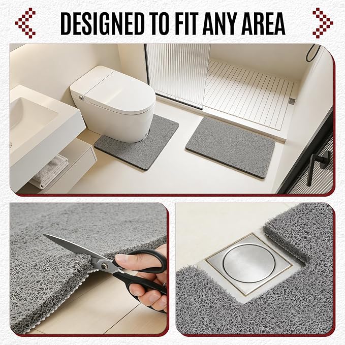 Joyhalo Shower Mat Bathtub Mat Non Slip, Bathmats Non Slip, Quick Drying Foot Scrubber Loofah Mats for Inside Shower, Tub, Bathroom, Home, 17 * 24inch, Grey