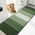 Kitinjoy Indoor Outdoor Door Mat, 71x24 Non-Slip Absorbent Dirt Trapper, Low-Profile Washable Inside Entrance Front Floor Mat, Sturdy Soft Entry Dotted Ombre Doormats for Entryway, Green