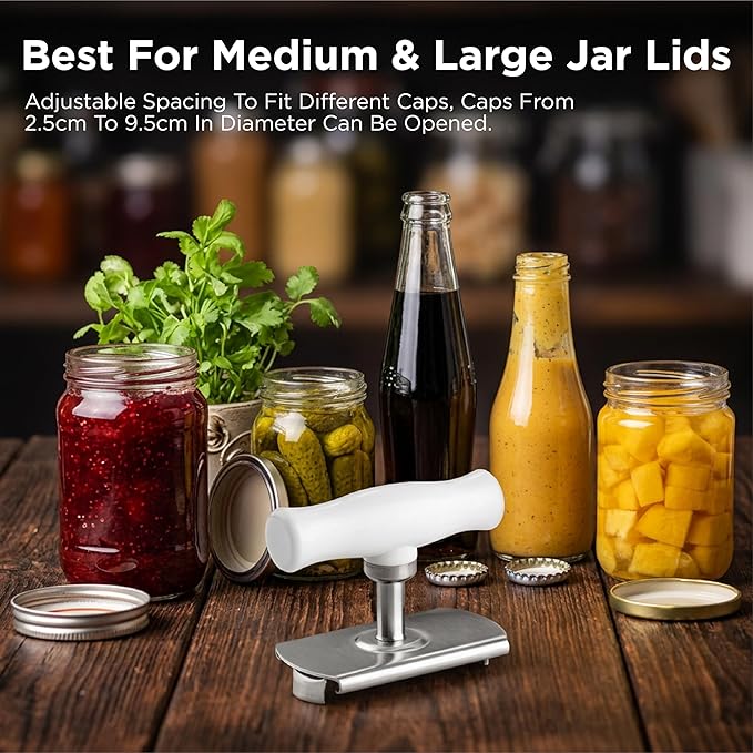 2Pcs Adjustable Jar Opener, Stainless Steel Labor-Saving Can Opener for Weak Hands Seniors, Universal Bottle Lid Gripper Tool for All Size Jars & Bottles