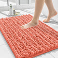 Smiry Bathroom Rugs Mat 24x16, Extra Soft Absorbent Chenille Bath Rugs, Non Slip Rubber Backing Machine Washable Quick Dry Bath Mats for Bathroom Floor, Tub, Shower, Home Decor Accessories, Coral
