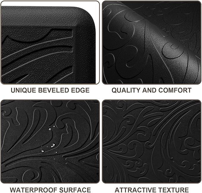 KMAT Kitchen Mat Cushioned Anti-Fatigue Floor Mat Waterproof Non-Slip Standing Mat Ergonomic Comfort Floor Mat Rug for Home,Office,Sink,Laundry,Desk 39"(L) x 20"(W),Black