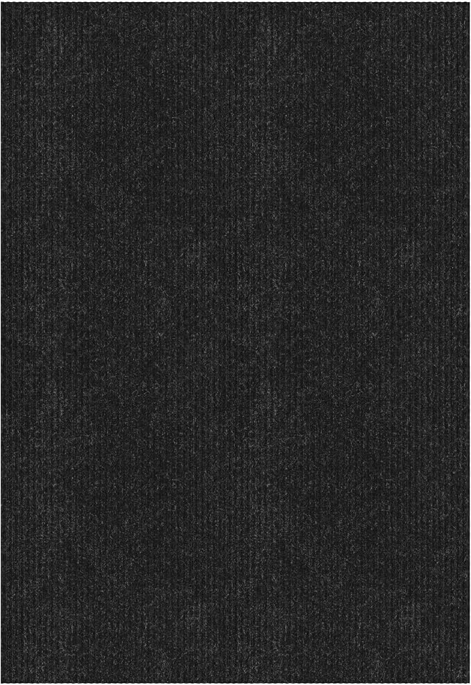 Ottomanson 6'6" x 11' Mud Mat Area Rug Scraper Carpet - Non-Slip, Dirt Trapping for Indoor & Outdoor Use - Ideal for Entryway, Garage, Kitchen, Patio & High-Traffic Areas, Black