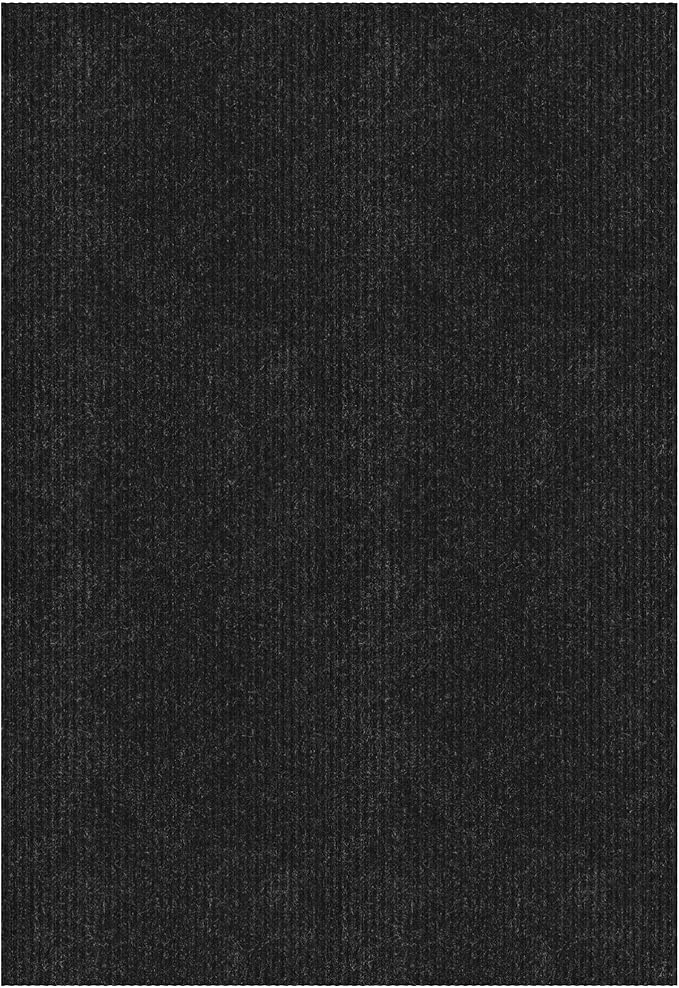 Ottomanson 6'6" x 40' Hallway Runner with Scraper Pile - Extra Durable Non-Slip Rug Mat for Indoor & Outdoor Use - Ideal for Kitchen, Entryway & Garage - High-Traffic Carpet, Black