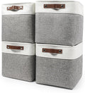 Bagnizer Collapsible Fabric Storage Cubes 11x11 Cube Storage Bins, 4 Pack Closet Baskets Box with Handles for Organizing, Shelf, Toys, Clothes, Home, Office, Nursery (Grey&White)