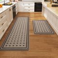 Kitchen Mats for Floor, 17''x30''+17''x59''Kitchen Rugs Set of 2, Washable Absorbent Non Slip Kitchen Mat, Braided Kitchen Runner Rug, Kitchen Sink Rug, Brown