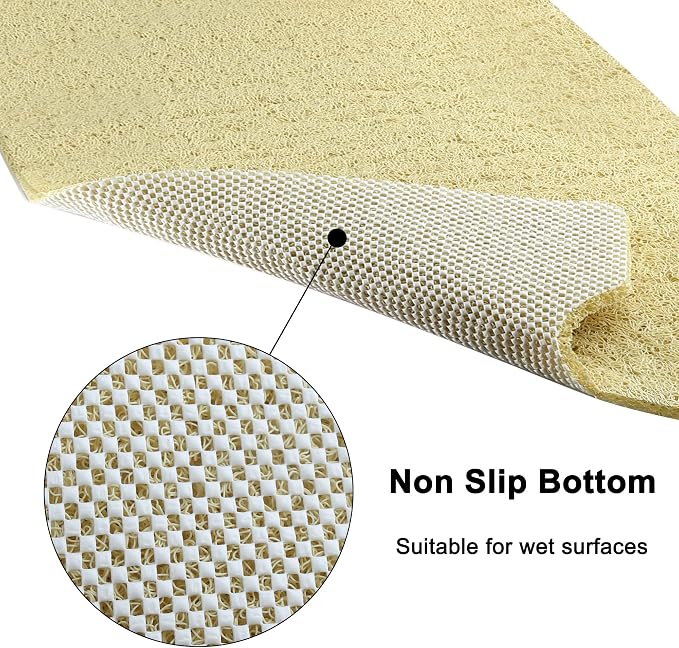 Leotruny Bath Tub Shower Mat 40 x 16 Inch Non-Slip Soft PVC Loofah Mats for Bathroom (C02-Beige)