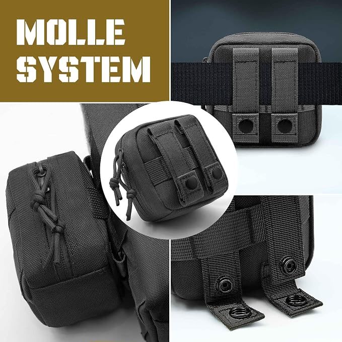 2 Pack Small Admin Pouch, 1000D Tactical Molle Mini Tool EDC Waist Belt Pouches Bag for Vest Backpack