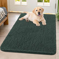 Smiry Dog Door Mat for Muddy Paws 40x32, Absorbent Dirt Trapper, Non-Slip Washable Chenille Entryway Rug for Inside Floor, Green, Classic Solid