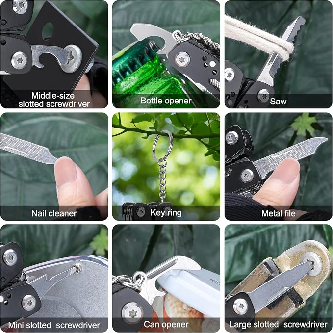 2PCS Bovgero Mini Multitool Pliers 15 in 1, Handmade Multi Tool Plier, Premium Keychain Multitool, Small Multi-tool, Birthday Fathers Day Gift for Men Him Husband Boyfriend Father Handyman