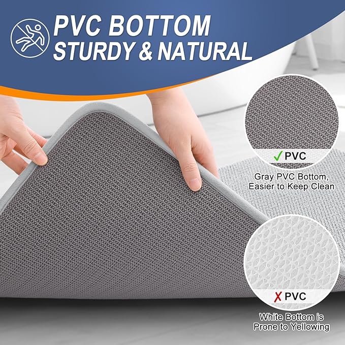 OLANLY Thick Memory Foam Large Bathroom Rugs 45x27, Extra Soft Absorbent Bath Rug, Quick Dry Bath Mat, Non-Slip, Machine Washable Mats for Bathroom, Tub and Shower, Home Decor Accessories, Light Grey