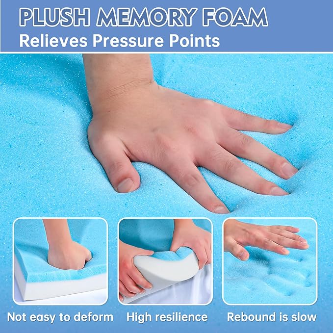 Upholstery Foam, 72" x 24" x 1" High Density Gel Memory Foam Padding Couch Cushion Support, Cut to Size Foam Replacement Pad for Sofa Sag Support