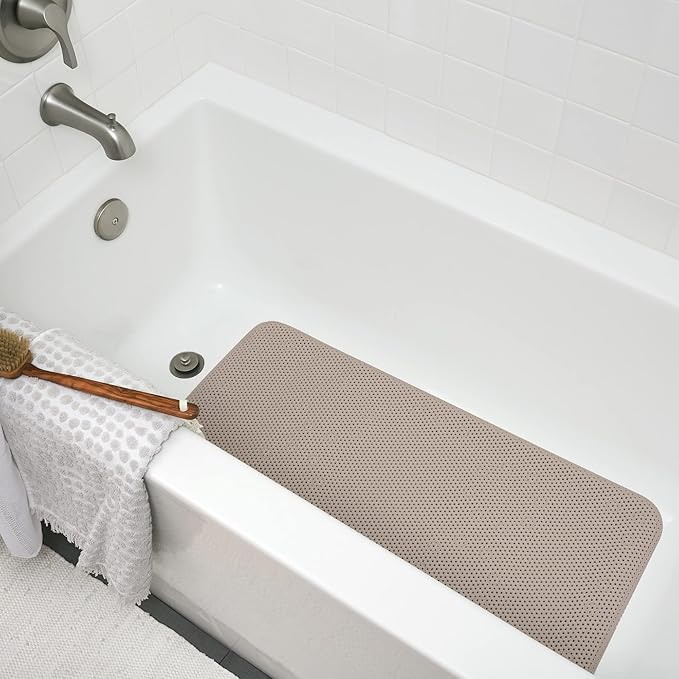 Duck Brand Softex Bath Mat for Tubs, Machine Washable, 17 x 36 Inches, Taupe, Skid Resistant (442097)