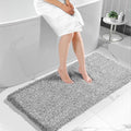 Yimobra Luxury Bathroom Rugs, Fluffy Bath Mats, Non Slip, Water Absorbent Microfiber, Machine Washable, Plush Runner Shower Rugs, Thick Matts for Bathroom Floor&Tub, 60" X 24", Light Gray and White