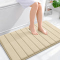 OLANLY Memory Foam Bath Mat 40x24, Super Soft Absorbent Bathroom Rugs, Quick Dry, Machine Washable Shower Floor Rugs, Bathmat Carpet, Bathroom Home Decor Accessories, Beige