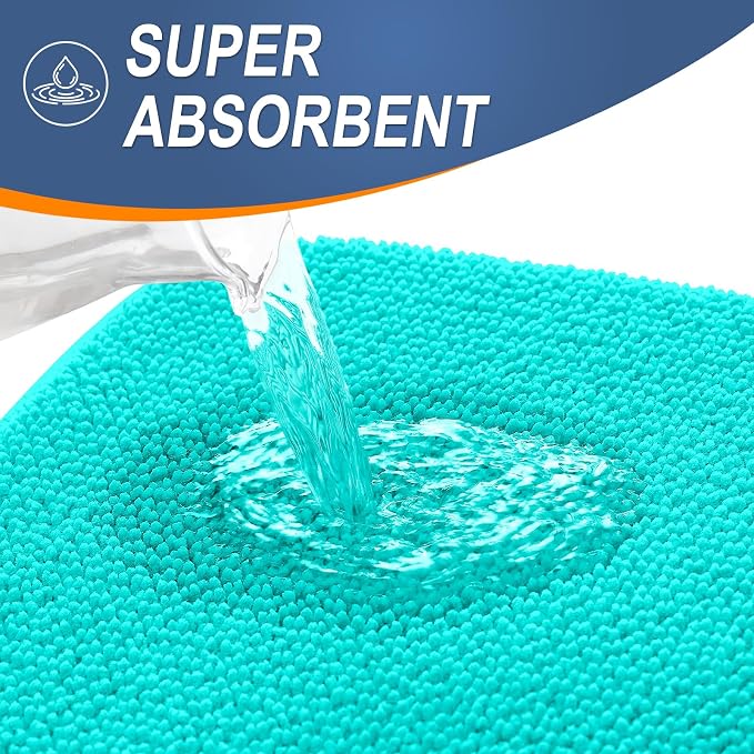 OLANLY Thick Memory Foam Small Bathroom Rugs 24x16, Extra Soft Absorbent Bathroom Mat, Quick Dry Bath Mats, Non-Slip, Machine Washable Carpet for Bathroom, Tub and Shower, Home Decor Accessories, Teal