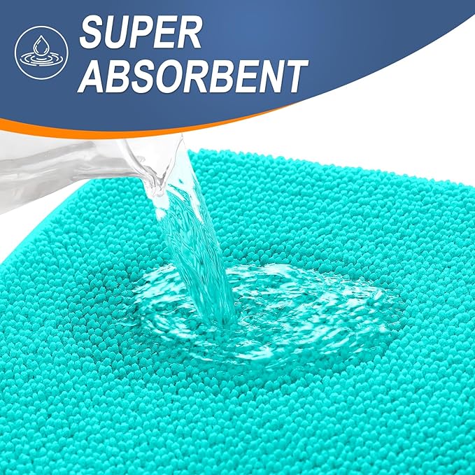 OLANLY Thick Memory Foam Bathroom Runner Rugs 44x24, Extra Soft Absorbent Long Bath Rug, Quick Dry Bath Mats, Non-Slip, Machine Washable Mat for Bathroom, Tub and Shower, Home Decor Accessories, Teal