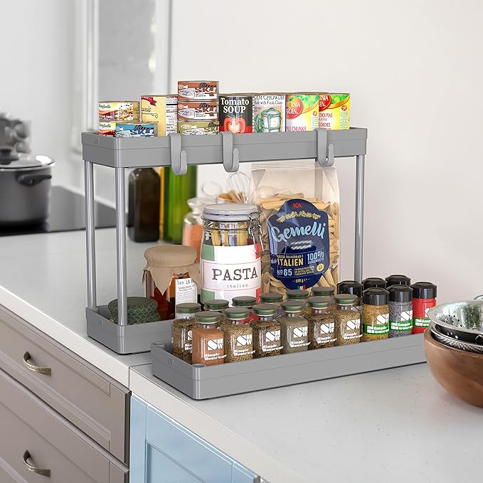 Simple Houseware 3-Tier Slim/Narrow Storage Cart with Handle, 5.5'' Wide x 27.5'' Height Rolling Organizer for Kitchen, Bathroom, Laundry Room - Grey
