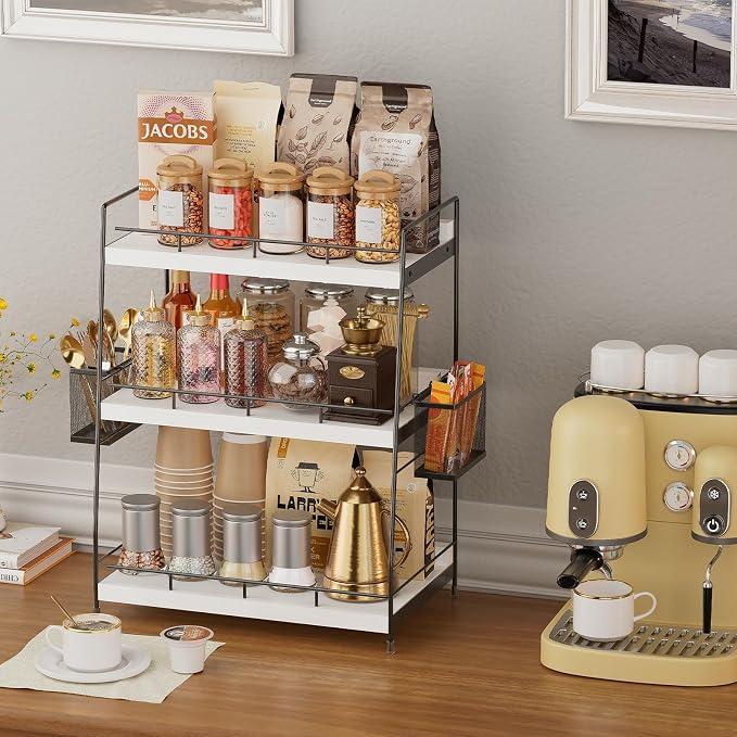 Bathroom Counter Organizer,Bathroom Countertop Organizer with Baskets,Vanity Organizers,Counter Shelf,Countertop Storage, Makeup Organizers(White)