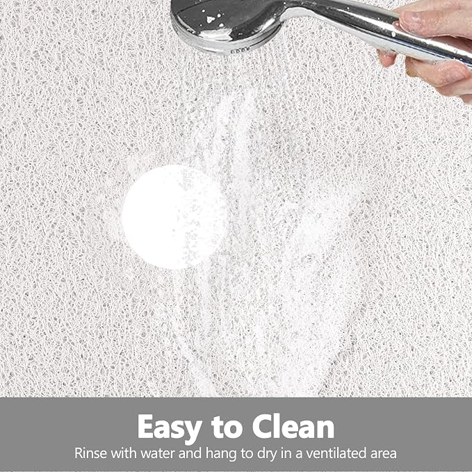 Shower Mat Non Slip: 31 x 31 Inch Extra Large Square Shower Mats with Drain Hole in Middle - Soft Loofah Quick Drying Matt for Shower Stall