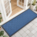 OLANLY Front Door Mat Outside Entrance 47x17, Absorbent, Heavy Duty Sturdy Natural Rubber Doormat Indoor Outdoor, Non-Slip, Stain and Fade Resistant, Low Profile Floor Mat for Entryway, Ocean Blue