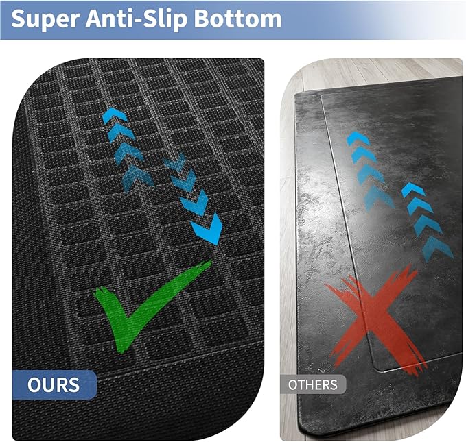 UKISS 9/10 Marble-Pattern Extra Thick Cushioned Kitchen Mat, Non-Slip Waterproof Comfort Memory Foam Standing Desk Mat, Ergonomic Anti Fatigue Floor Mat for Kitchen, Office (Teal, 20" X 48")