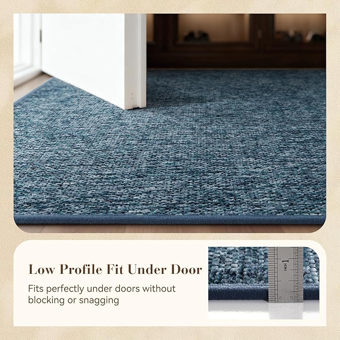 MontVoo Door Mat Indoor Entrance Doormat, Absorbent Durable Rubber Non Slip Front Door Mat for Inside Entry Entryway Dirt Trapper Welcome Mat, Navy Blue 32''x48''