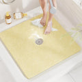 HITSLAM Square Shower Mat, 32 x 32 Inch Non Slip Bath Mat for Tub, Soft PVC Loofah Bathtub Mats with Drain Holes, Quick Drying Bathroom Stall Floor Mat, Bathroom Accessories Without Suction Cup, Beige