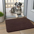 Smiry Dog Door Mat for Muddy Paws 24x16, Absorbent Dirt Trapper, Non-Slip Washable Chenille Entryway Rug for Inside Floor, Brown, Classic Solid