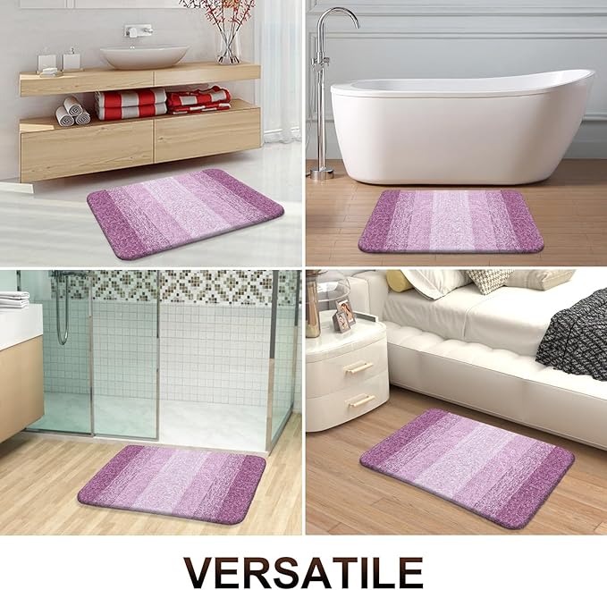 OLANLY Bathroom Runner Rugs Mat 70x24, Extra Soft Absorbent Microfiber Bath Rugs, Rubber Backing, Quick Dry, Long Bath Mats for Bathroom, Tub and Shower, Home Decor Accessories, Pinkish-Purple