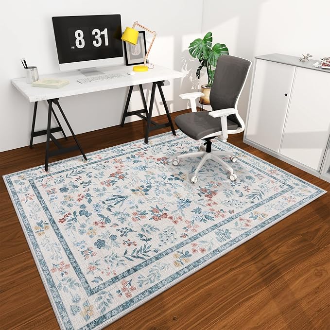 chakme Office Chair Mat for Hardwood Floor, 72"x48" Easy Glide Computer Desk Mat Protector for Rolling Chair Under Desk Rug Nonslip Backing, Machine Wash, (Floral)